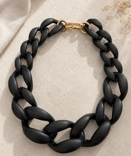 Declaración cadena de mujer bisutería collar cadena de eslabones negro mate blogger