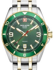 Swiss Alpine Military 7034.1144 Reloj Hombre Sierra bicolor verde 42mm 10ATM