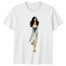 Mujer en vestido acuarela moda ilustración hombre camiseta mujer gráfico top