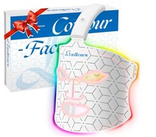 Mascarilla facial contorno terapia LED luz roja LuxRenew + 7 colores piel recargable