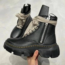 Zapatos de motocicleta negros locos para hombre plataforma tacón ancho elegantes botas al tobillo cortas