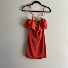 Moda Nova Mujeres M Naranja Recorte Con Cordones Forever Bailando Volantes Mini Vestido Nuevo con Etiquetas