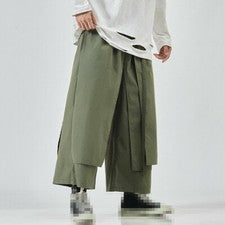 Japanese Fashion Mens Baggy Wide Leg Pants Loose Ninth Pants Casual Trousers New