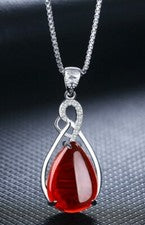 Colgante plata 925 piedra roja y circonitas incl. cadena precioso ARTÍCULO NUEVO