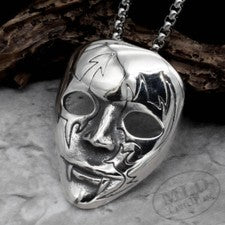 Collar colgante de máscara facial de vampiro de acero inoxidable plateado joyería de terror gótico