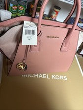 Cartera de hombro Michael Kors Margo grande de cuero rojo para mujer rosa puesta de sol