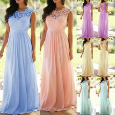 Mujeres Chifón Encaje Formal Fiesta Vestido Baile de graduación Dama de honor Boda Moda Vestido Largo