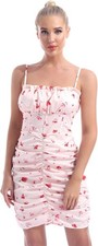 Vestido corto de verano pequeño con tirantes de espagueti estampado floral para mujer NUEVO