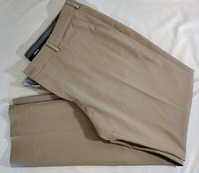 Hombres Bertini Elástico Marrón Sólido Poliéster Viscosa Spandex Vestido Pantalón 42x33 Nuevo Sin Etiquetas
