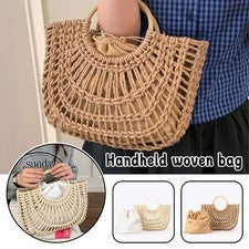 Bolso de Mano Tejido Diario Ocio Playa Vacaciones Moda Versátil Bolso para Mujer