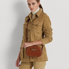 Bolso de Mano LAUREN Ralph Lauren Para Mujer Cuero Mediano "JORDYNN" Bandolera Tostado Nuevo con Etiquetas