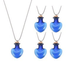 Collar 5 Piezas Vial, Acero Inoxidable Vidrio Corazón Perfume Botella 27mm, Azul