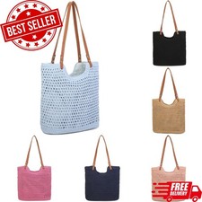 Bolso de hombro tejido de ganchillo para damas Bolso de mano informal de gran capacidad de playa