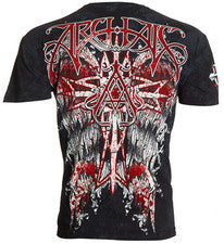 Camiseta para hombre Archaic by Affliction alas de carbono motociclista cruzado