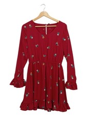 Vestido casual mujer Pepe Jeans rojo estampado floral volantes talla XS