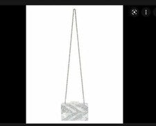 LIKE DREAMS Lentejuelas Brillo Plateado Noche Bolso sin asas Mujer Fiesta Bolso de mano~