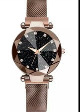 Damen Sky Reloj Pulsera Magnético Estrellado Marrón Diamante Cuarzo