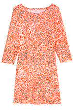 Vestido para mujer - Vestido estampado naranja - Vestido camiseta - Pequeño - Jersey algodón