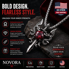 Collar Colgante Dragón Gótico Para Hombre Retro Estrás Cadena Larga Joyería