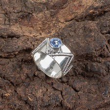 Anillo de plata de ley 925 con piedras preciosas de tanzanita hecho a mano anillo de joyería para regalo