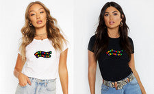 Camiseta para mujer EMOCIONALMENTE AGOTADA colorida con texto estampado eslogan moda