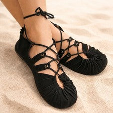 Zapatos de cintura cuero negro zapatos sandalias Larp Edad Media Vikinga recreación
