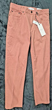 NUEVO - PANTALÓN KENNITH COLE SLIM FIT 5 BOLSILLOS ROJO ARCILLA HOMBRE 28X28 - NUEVO CON ETIQUETAS