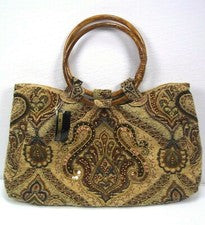 Bolso para mujer SASHA color cachemir tostado diseño con cuentas correa cierre a presión 100 % algodón