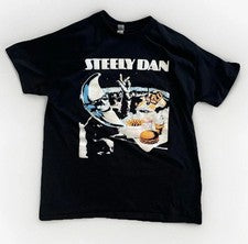 Steely Dan McDonalds Mac Tonight RARA Camiseta Negra Estilo Retro