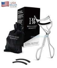 Rizador de pestañas Lash Prodigy con bolsa de satén y almohadillas de recarga de BRILLIANT BEAUTY