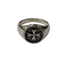Anillo de plata 925 para hombre cruz de Malta hecho a mano anillo de sello medieval