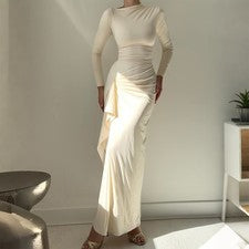 Vestido Y Spice Girl Viento Manga Larga Para Mujer 2026 Moda Vestido Ajustado Plegable