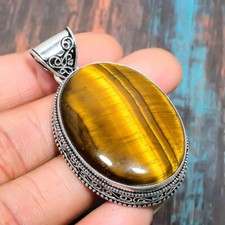 Colgante de joyería de plata de ley 925 hecha a mano con piedras preciosas ojo de tigre regalos por amor