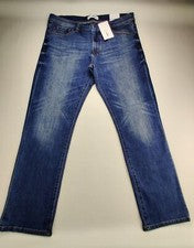 Pantalones de mezclilla elásticos azules lavados medio 34x29 de corte atlético de moda Nova para hombre