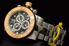 RARO Reloj Invicta Para Hombres Sea Hunter Negro Esfera Cronógrafo Acero Inoxidable HECHO EN SUIZA