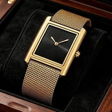 Reloj cuadrado de cuarzo con correa de acero inoxidable para hombre reloj de negocios impermeable