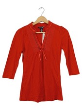 Vestido blusa H&M túnica rojo encaje lazo mujer talla 34 XS algodón