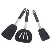 Espátula de silicona para cocina para freír pizza panqueques pescado negro