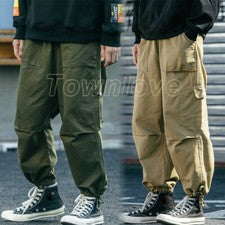 Pantalones asiáticos japoneses estilo callejero parejas pantalones hip hop pantalones informales sueltos