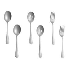 Juego de 6 coladores de tenedor de cuchara de servir de acero inoxidable para uso de banquete buffet