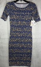 LuLaRoe - Julia - Vestido Camisa - Para Mujer XXS - Gris Floral Midi - Media Manga Nuevo con Etiquetas