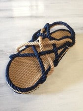 Sandalias de cuerda para mujer talla 11 para hombre talla 10 ancho medio azul marino estilo combinado vegano