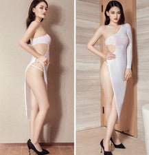 Lencería Sexy para Mujer Cheongsam Corte Alto Baile Brillante Vestido Largo Fiesta Prendas para club nocturno