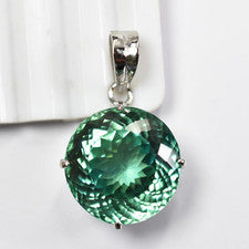 Colgante de piedras preciosas sueltas redondas de 29 quilates de zafiro verde certificado natural de plata 925