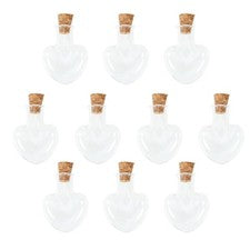 10 Pcs Mini Glass Bottles With Cork Heart Shape For Perfume Bottles