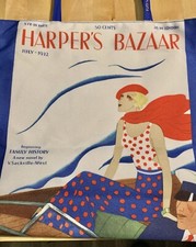 NUEVO BOLSO DE COMPRAS DE MODA ESTEE LAUDER HARPER'S BAZAAR RETRO AZUL BLANCO