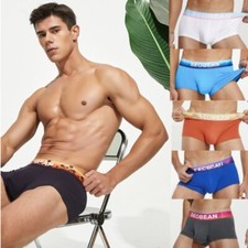 Paquete de 3 pantalones boxer de cintura baja de algodón nuevos en ángulo plano estilo nuevo para hombre