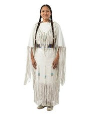 Vestido de novia nativo americano Powwow Regalia para mujer blanco con cuentas flecos WD209