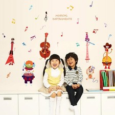 Pegatinas de pared para el hogar pegatinas de dormitorio tema de música decoración calcomanías de dibujos animados