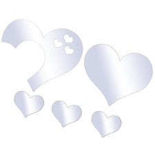 1 juego de calcomanías de pared de acrílico duraderas con corazón pegatinas de espejo plateadas para decoración del hoga